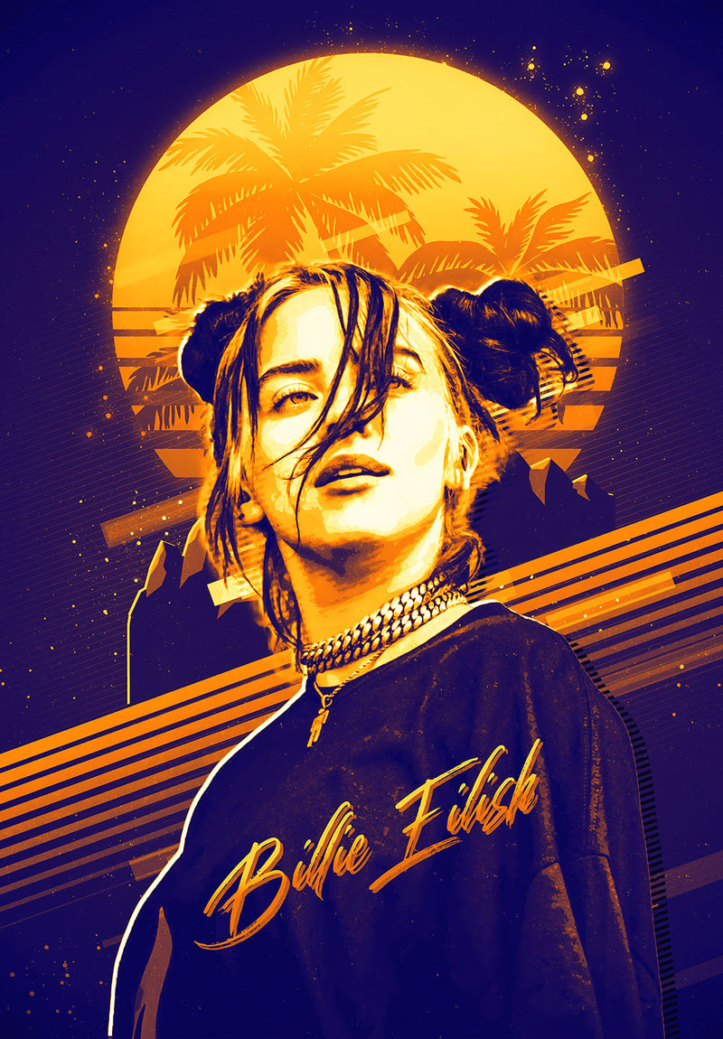 Billie Eilish music metal poster design 02 on stainless steel by Chromaplate