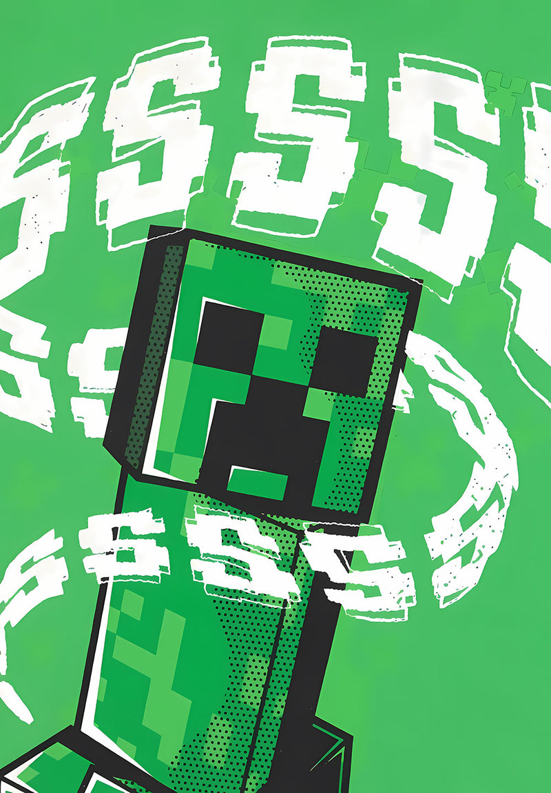Minecraft Creeper gaming metal poster design 01 on stainless steel by Chromaplate