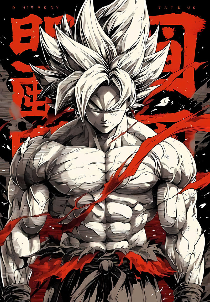 Goku Dragon Ball Z anime metal poster design 07 on stainless steel by Chromaplate