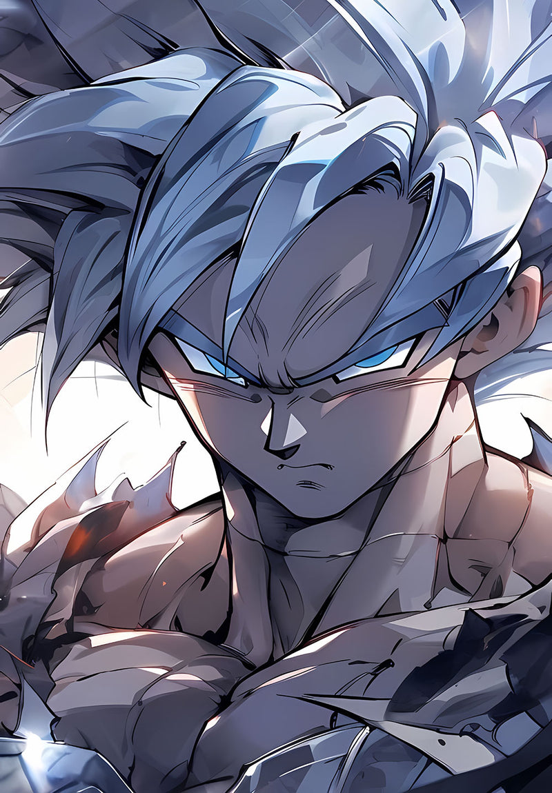 Goku Ultra Instinct Dragon Ball Super anime metal poster design 02 on stainless steel by Chromaplate