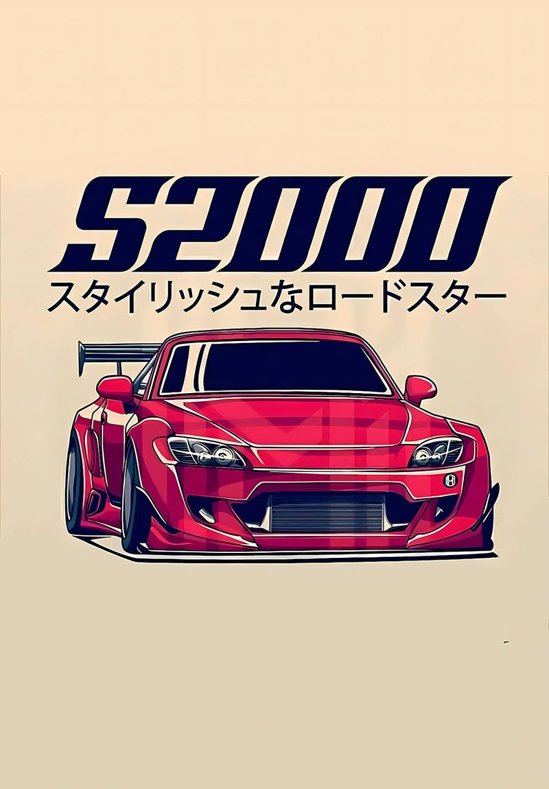 Honda S2000 car metal poster on stainless steel by Chromaplate