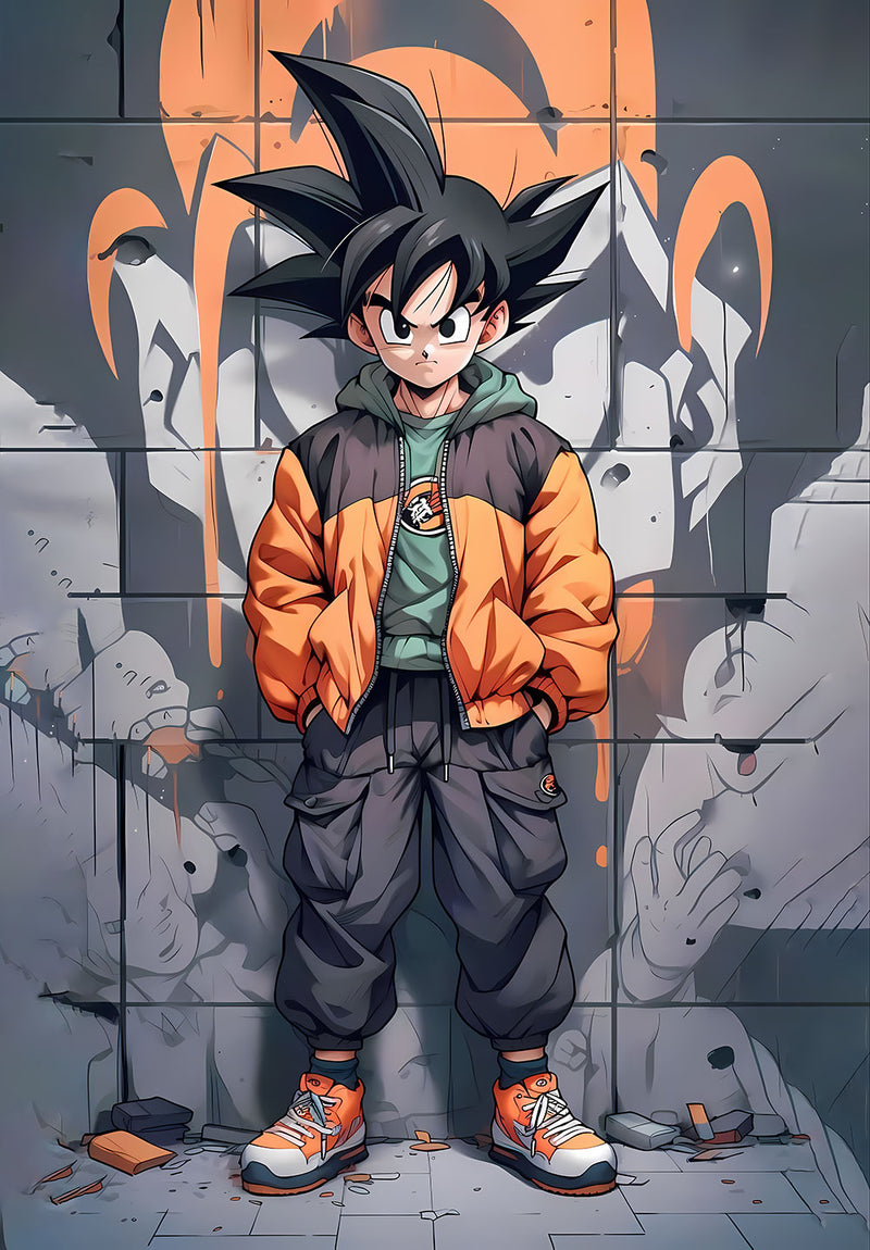 Goku Dragon Ball Z anime metal poster design 08 on stainless steel by Chromaplate