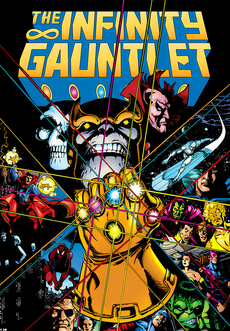 Infinity Gauntlet comic metal poster on stainless steel by Chromaplate