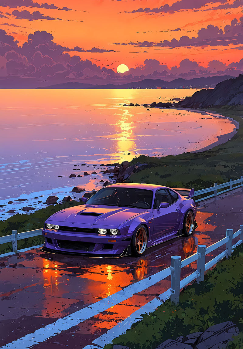 Dodge Challenger car metal poster design 03 on stainless steel by Chromaplate