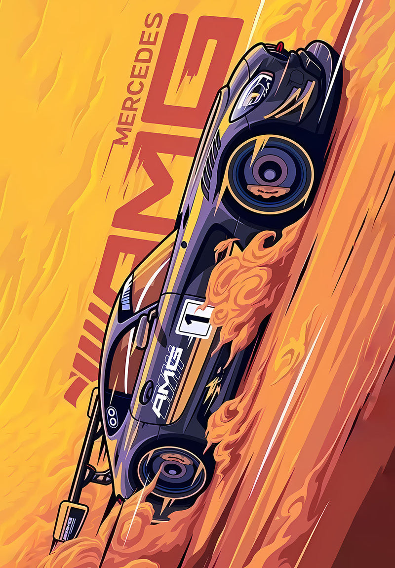 Mercedes AMG car metal poster on stainless steel by Chromaplate