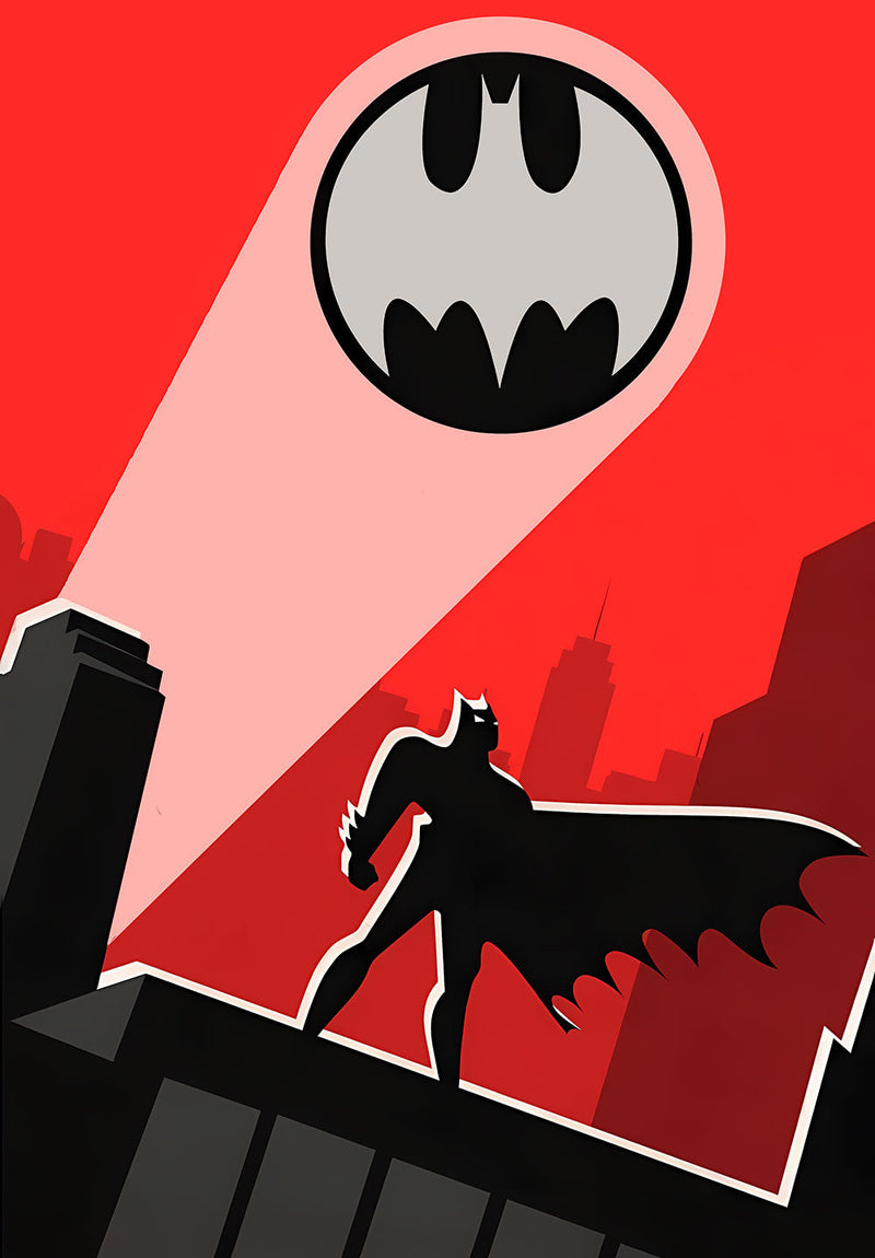 Batman Cartoon Wall Art comic metal poster on stainless steel by Chromaplate