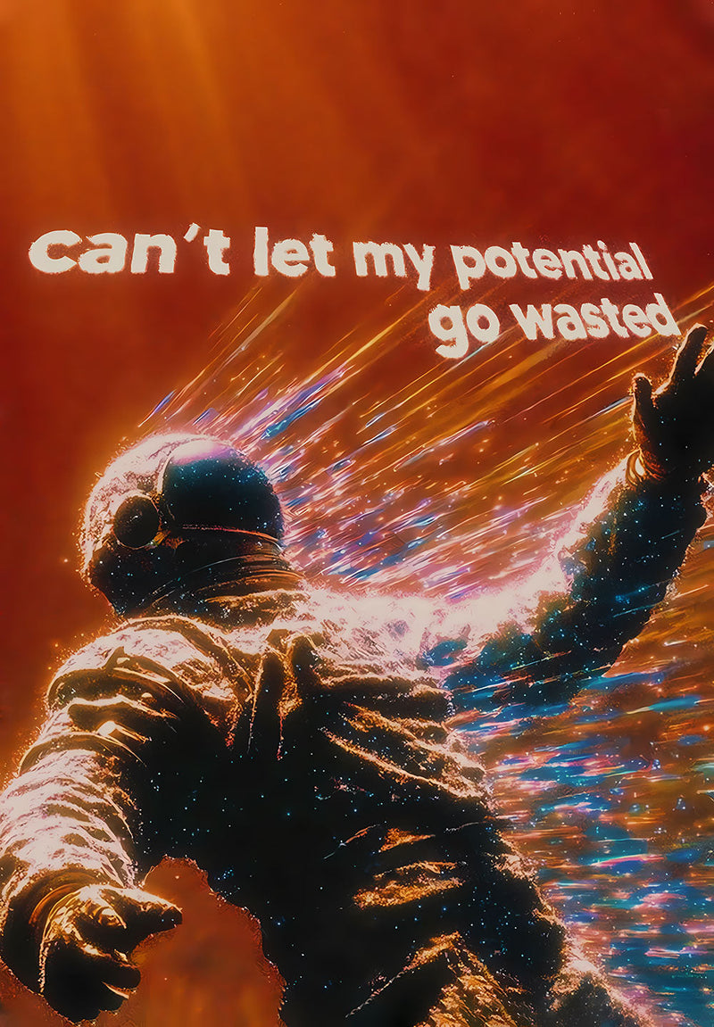 Can't Let My Potential Go to Waste motivational metal poster on stainless steel by Chromaplate