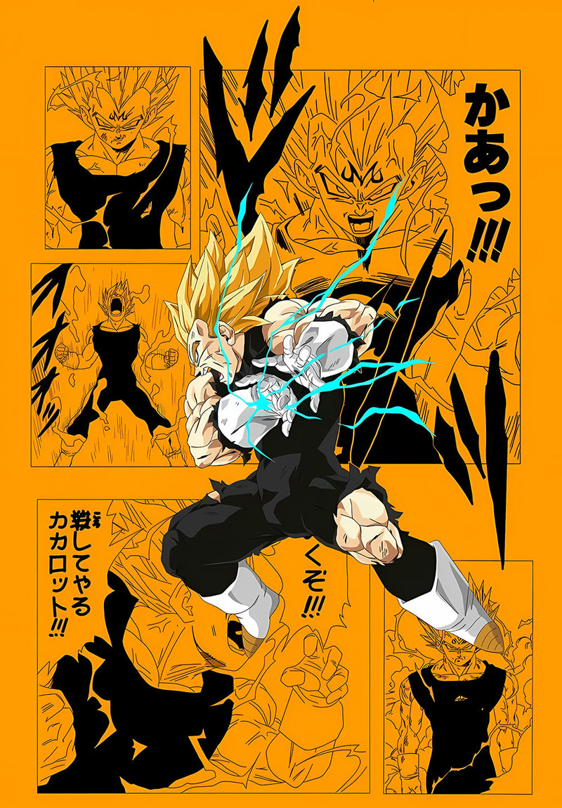 Vegeta Dragon Ball Z anime metal poster design 02 on stainless steel by Chromaplate