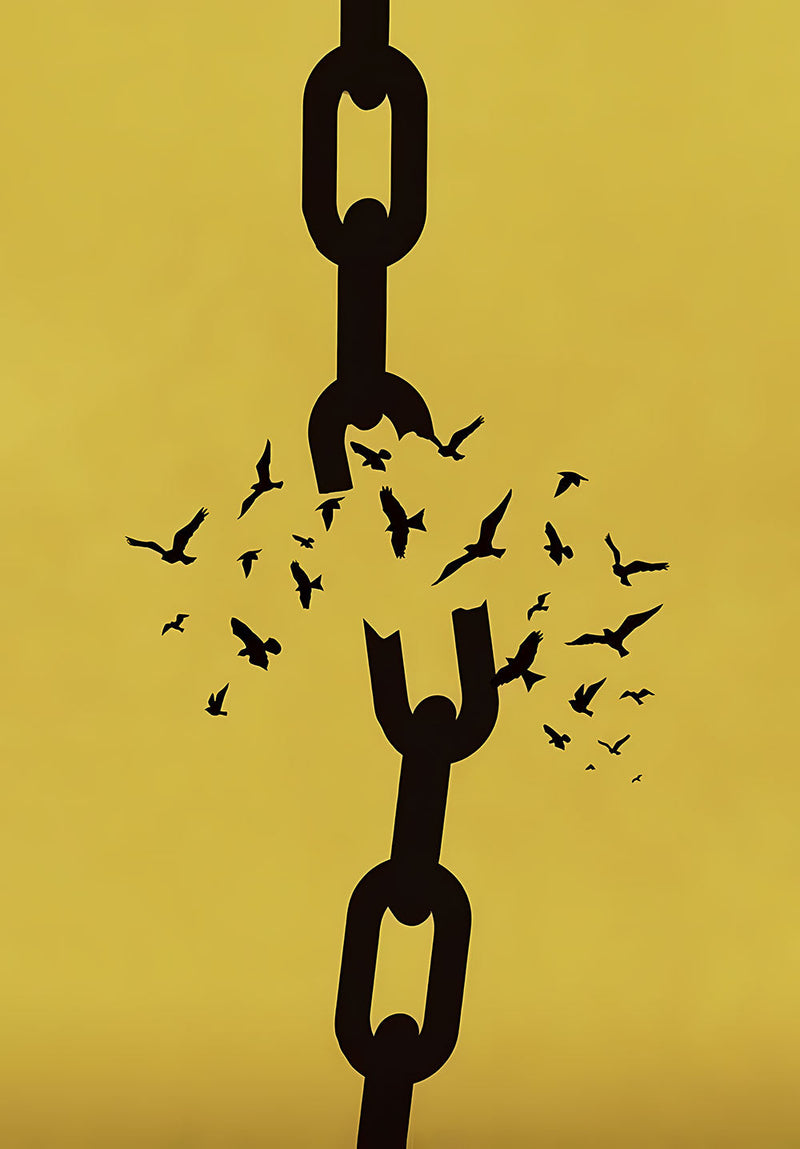 Breaking Free motivational metal poster on stainless steel by Chromaplate