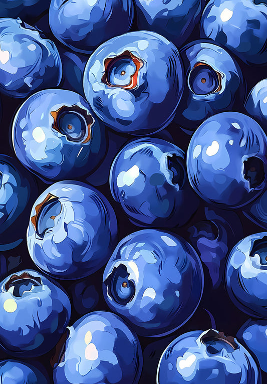 Fresh Blue Berries Pattern Poster
