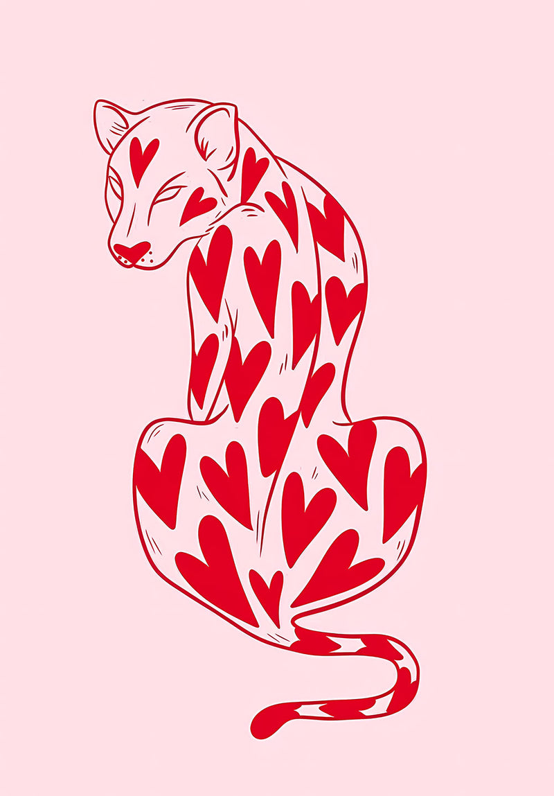 Heart Leopard nature metal poster on stainless steel by Chromaplate