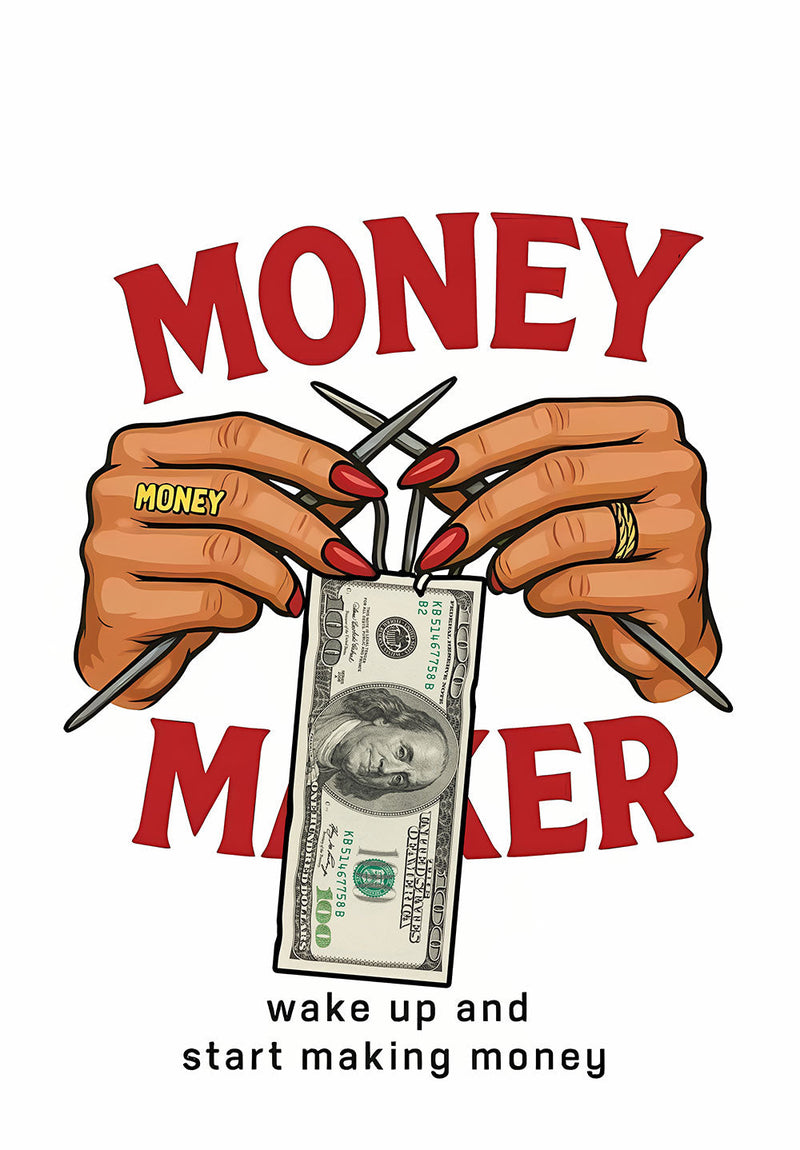 Money Maker motivational metal poster on stainless steel by Chromaplate