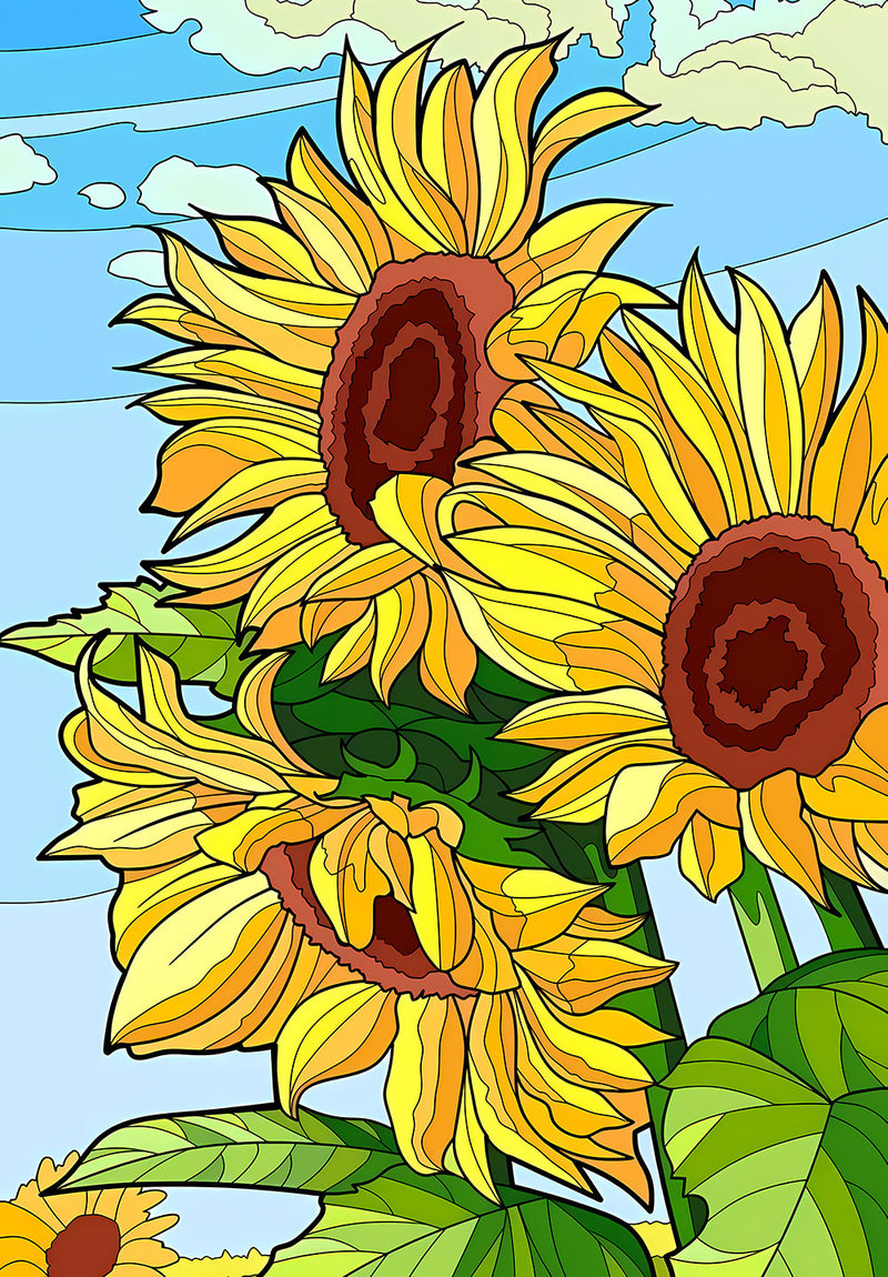 Sunflower Botanical Wall Art nature metal poster design 01 on stainless steel by Chromaplate