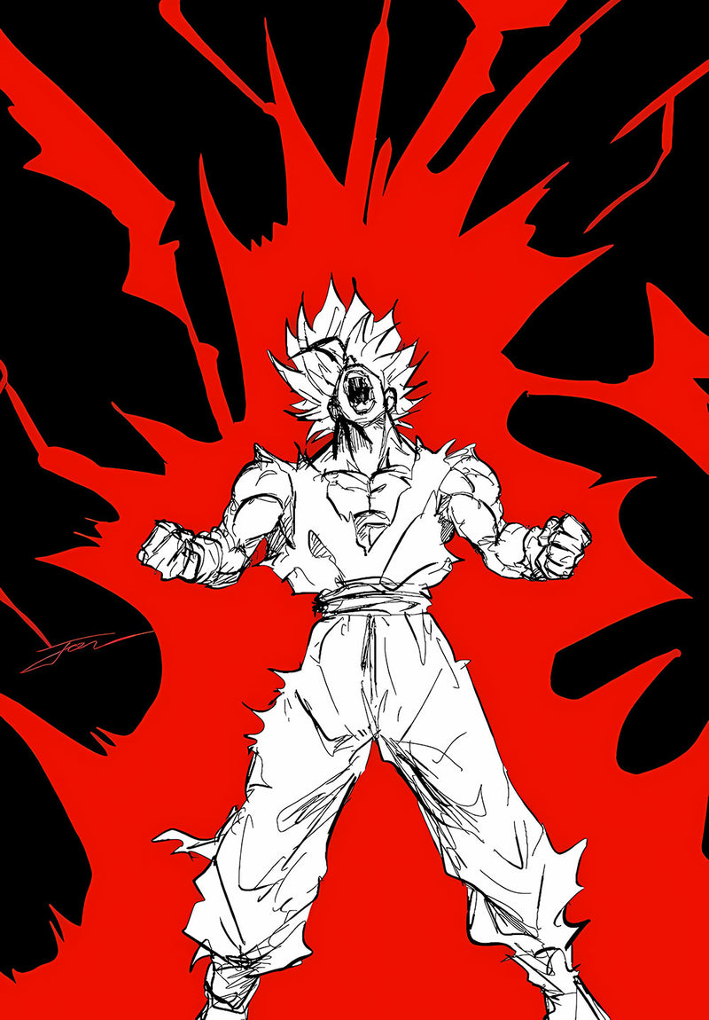 Goku Dragon Ball Z anime metal poster design 06 on stainless steel by Chromaplate