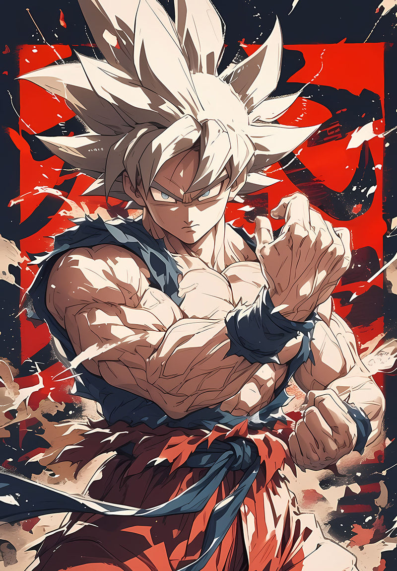 Goku Dragon Ball Z anime metal poster design 03 on stainless steel by Chromaplate