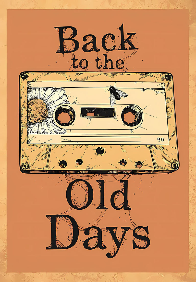 Back To The Old Days Retro music metal poster on stainless steel by Chromaplate