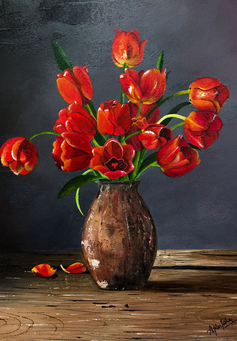 Flower Painting nature metal poster on stainless steel by Chromaplate