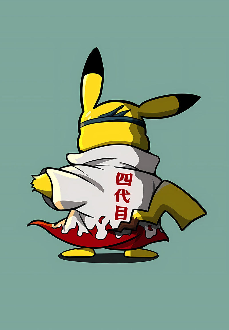 Pikachu Pokemon anime metal poster design 02 on stainless steel by Chromaplate