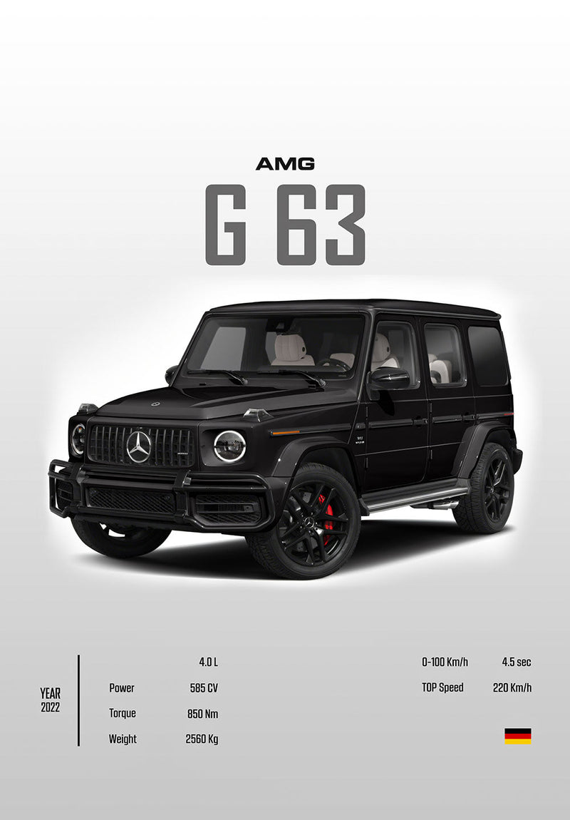 Mercedes AMG G63 car metal poster on stainless steel by Chromaplate