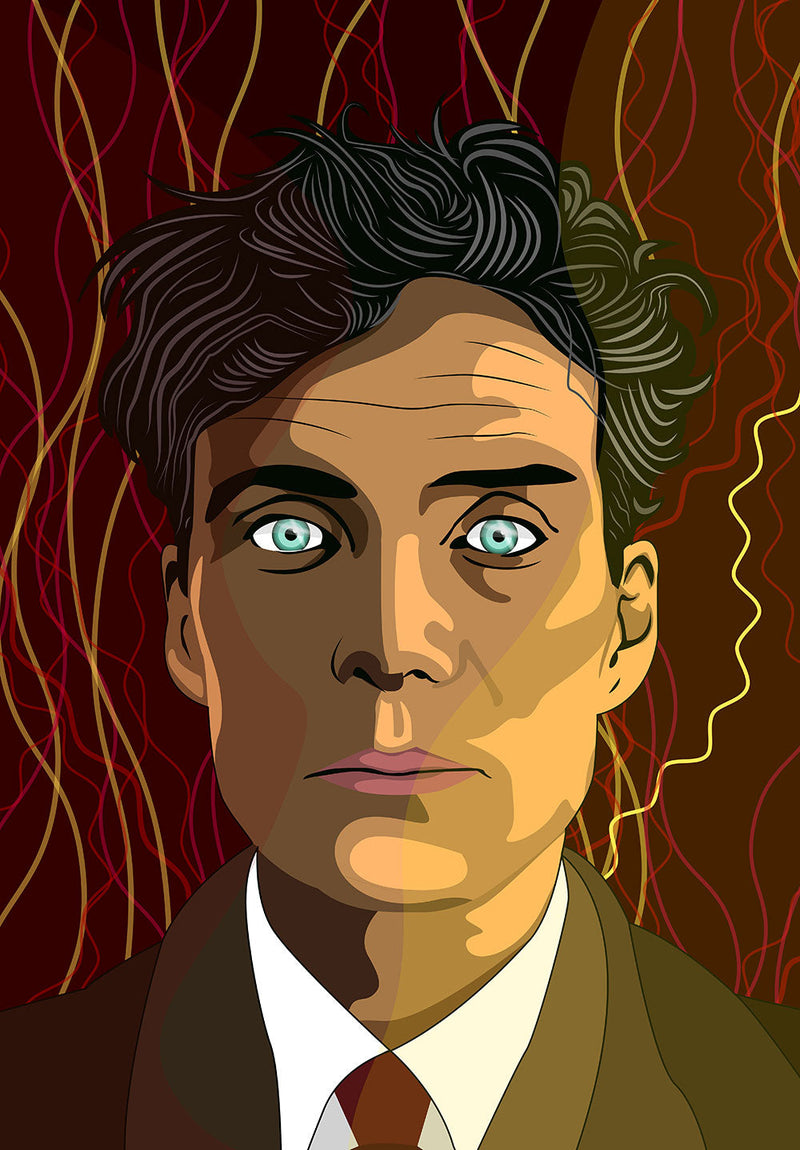 Cillian Murphy Potrait wall metal poster on stainless steel by Chromaplate