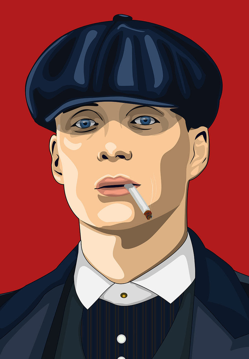Tommy Shelby -Peaky Blinders Potrait wall metal poster design 01 on stainless steel by Chromaplate