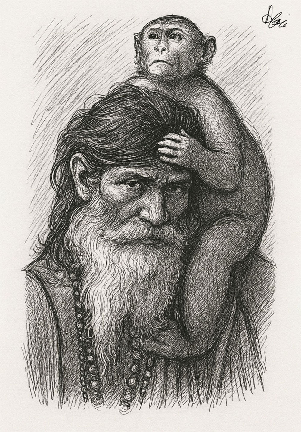 Old Man & Monkey  Poster