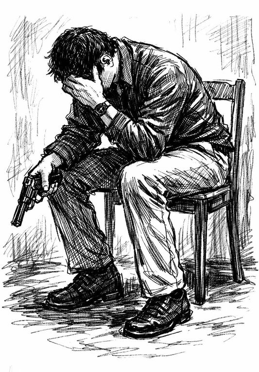 Seated Depressed Man Poster