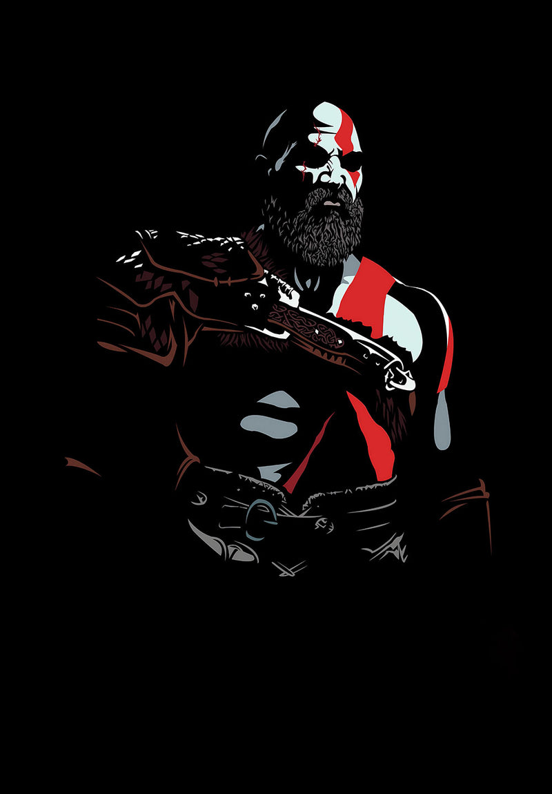 Kratos God Of War gaming metal poster design 08 on stainless steel by Chromaplate