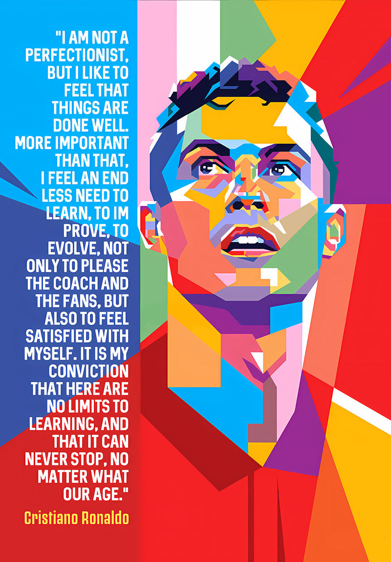 Ronaldo Football Wall Art sports metal poster design 04 on stainless steel by Chromaplate