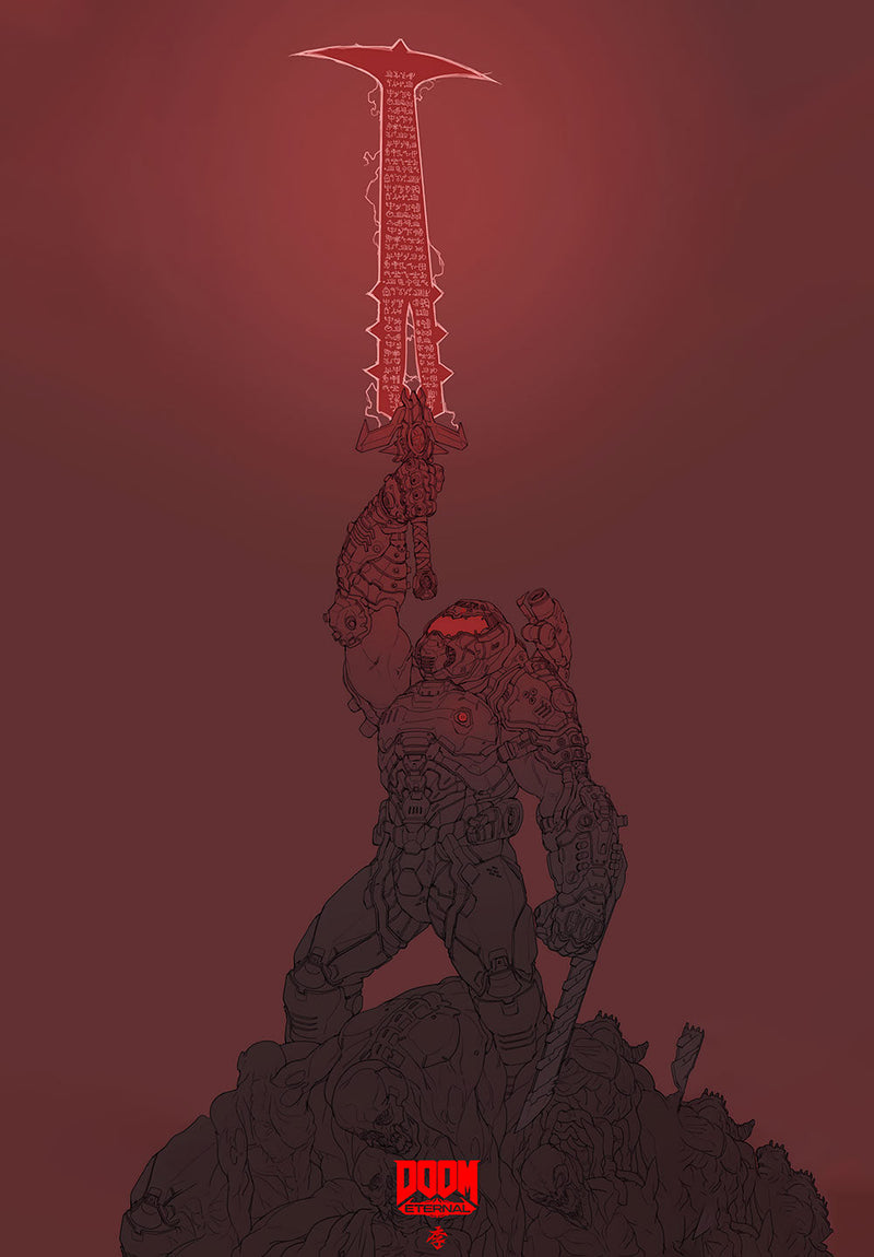 Doom Gaming Wall Art gaming metal poster on stainless steel by Chromaplate