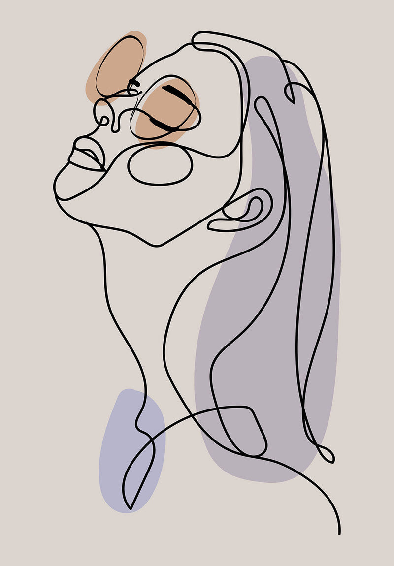 Modern Face Outline wall metal poster on stainless steel by Chromaplate
