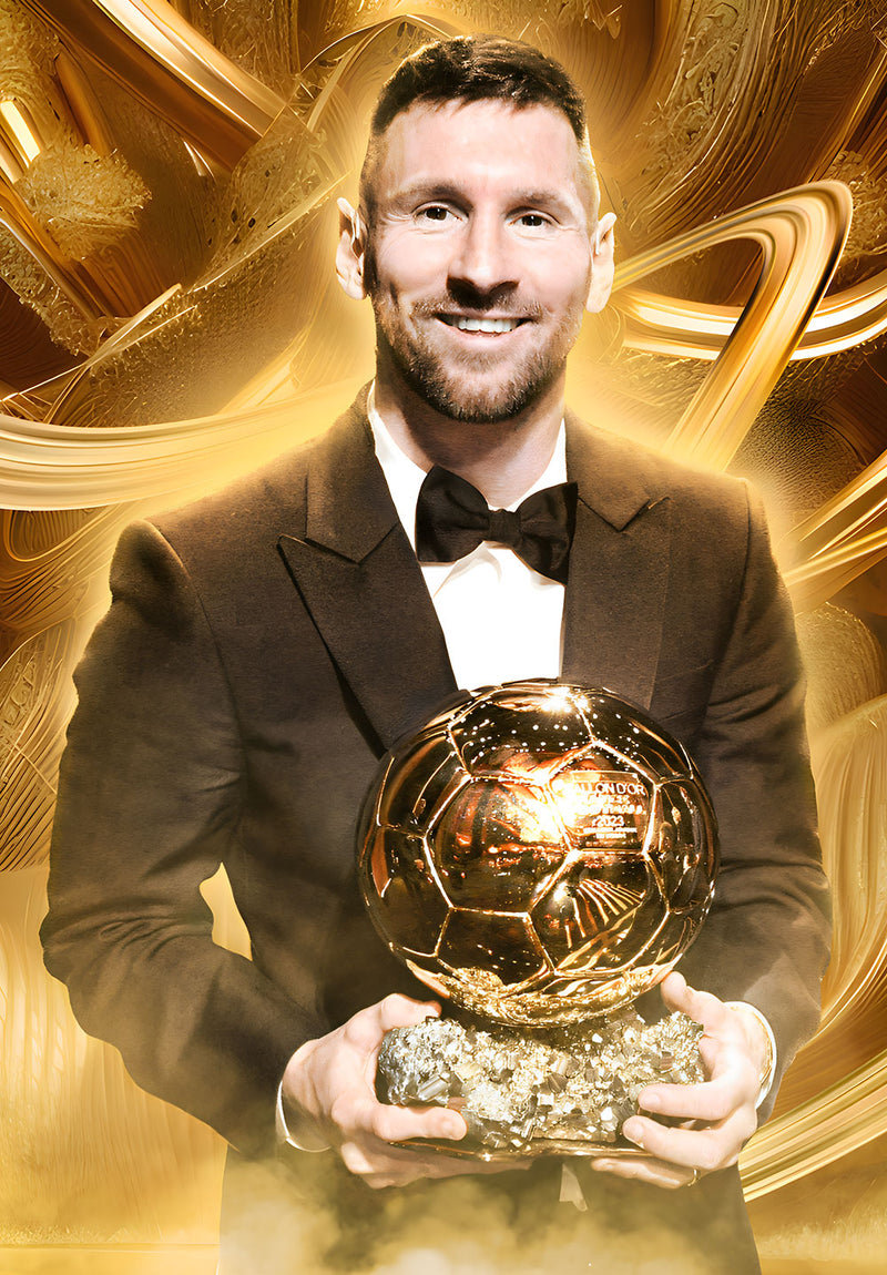 Messi Football Wall Art sports metal poster design 02 on stainless steel by Chromaplate