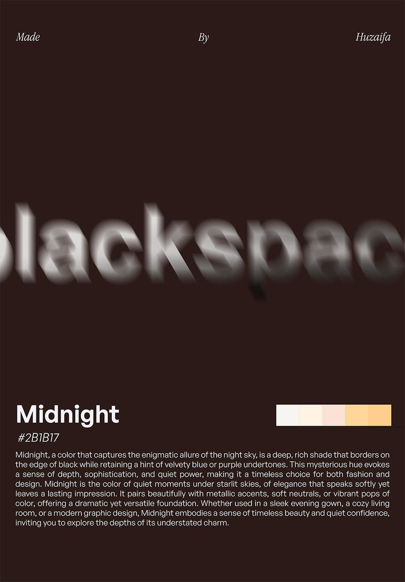 Midnight Abstract Wall Art typography metal poster on stainless steel by Chromaplate