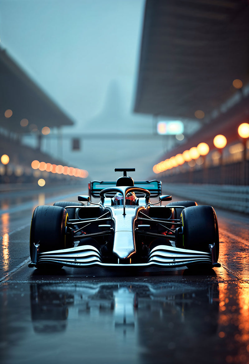 Formula 1 car metal poster design 05 on stainless steel by Chromaplate