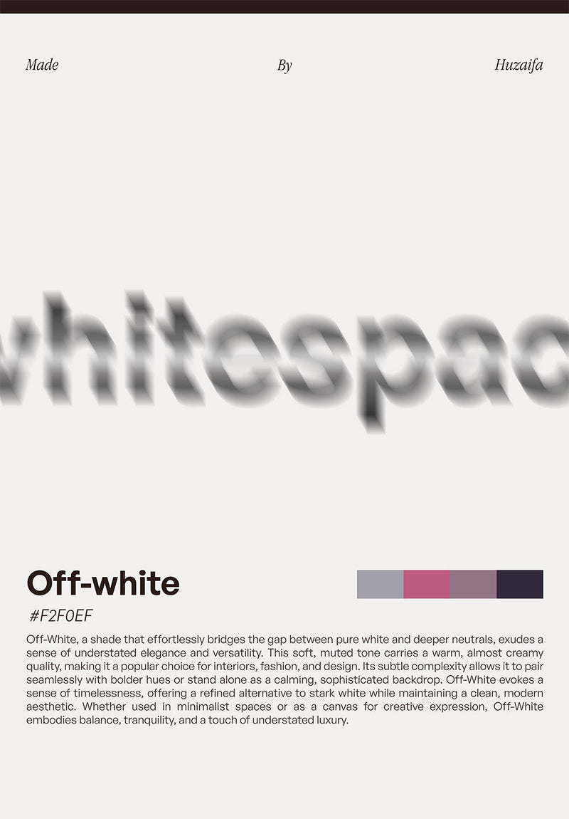Off-white Abstract Wall Art typography metal poster on stainless steel by Chromaplate