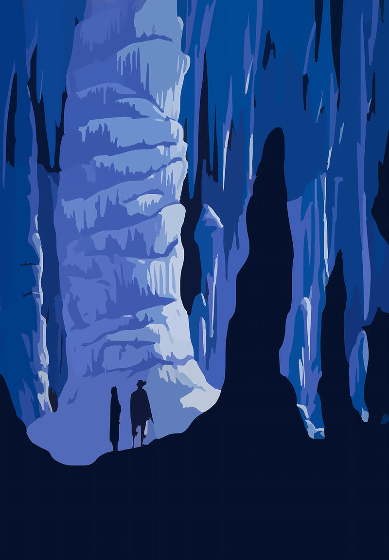 Cave Illustration Wall Art nature metal poster on stainless steel by Chromaplate