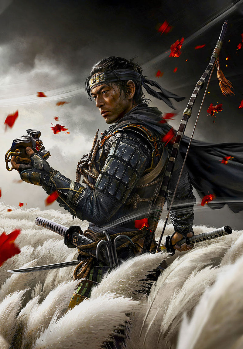 Ghost of Tsushima gaming metal poster on stainless steel by Chromaplate