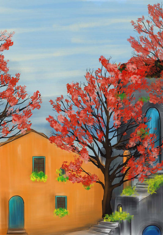 Spring House Illustration Poster