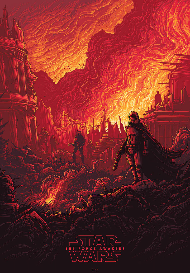 Star Wars The Force Awakens 3 of 4 movie metal poster on stainless steel by Chromaplate