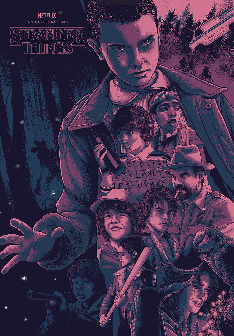 Stranger Things movie metal poster design 02 on stainless steel by Chromaplate