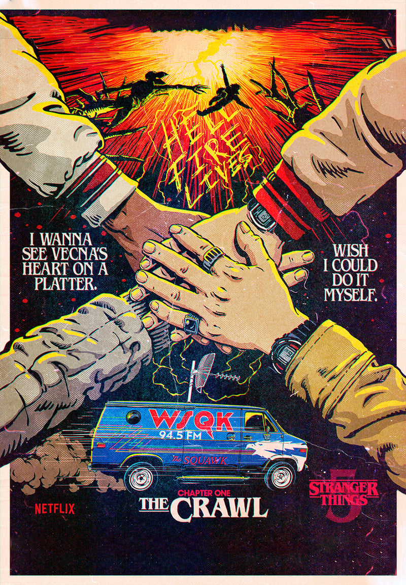 Stranger Things The Crawl movie metal poster on stainless steel by Chromaplate