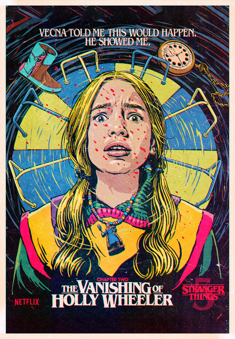 Stranger Things The Vanishing of Holly Wheeler movie metal poster on stainless steel by Chromaplate