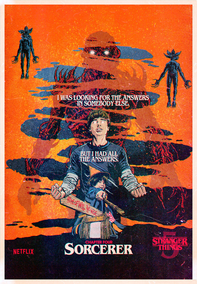 Stranger Things Sorcerer movie metal poster on stainless steel by Chromaplate