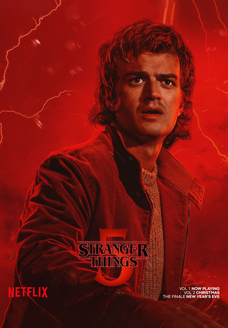 Steve Harrington Stranger Things Season 5 movie metal poster on stainless steel by Chromaplate
