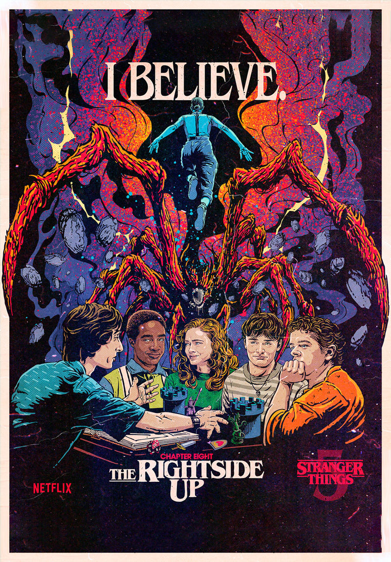 Stranger Things The Rightside Up movie metal poster on stainless steel by Chromaplate