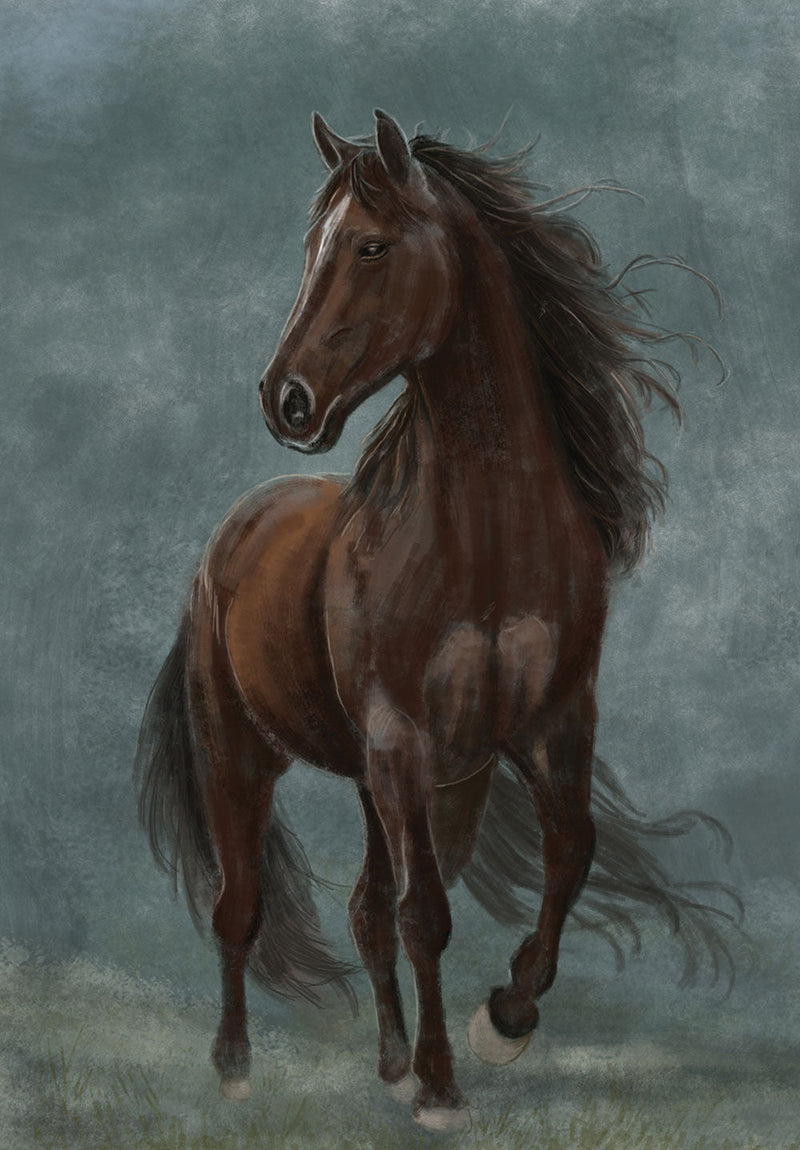 Horse in Motion nature metal poster on stainless steel by Chromaplate