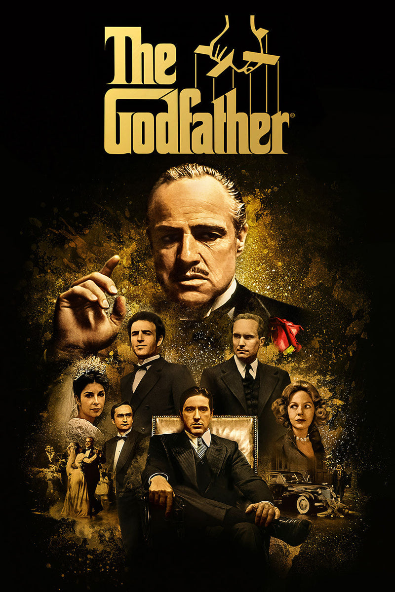 The Godfather movie metal poster on stainless steel by Chromaplate