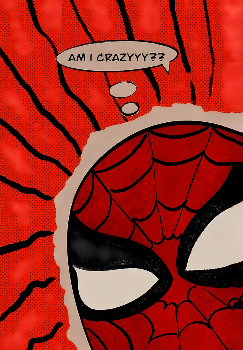 Spider-Man AM I CRAZY??? comic metal poster on stainless steel by Chromaplate