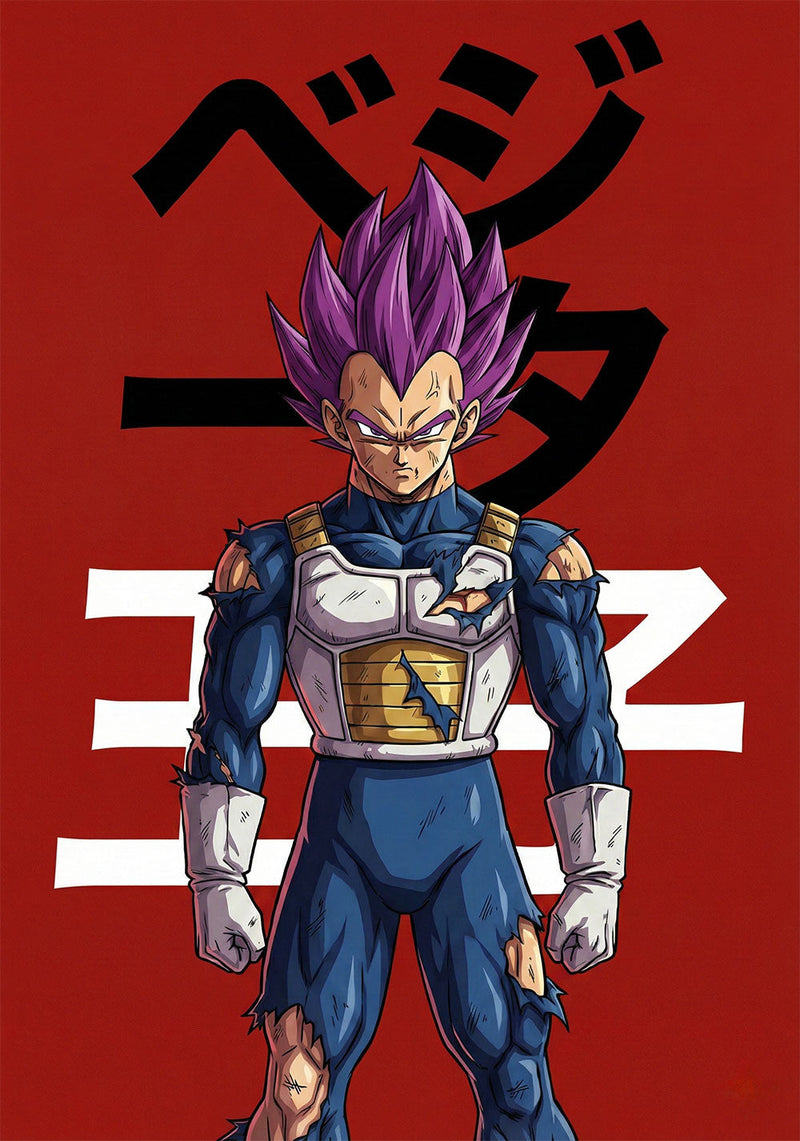 Vegeta Ultra Ego anime metal poster design 01 on stainless steel by Chromaplate