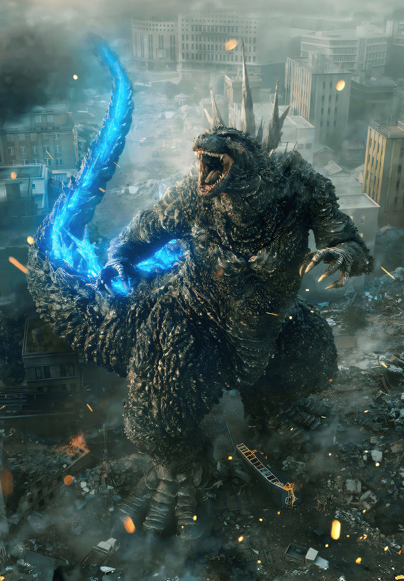 Godzilla Movie Wall Art movie metal poster design 07 on stainless steel by Chromaplate